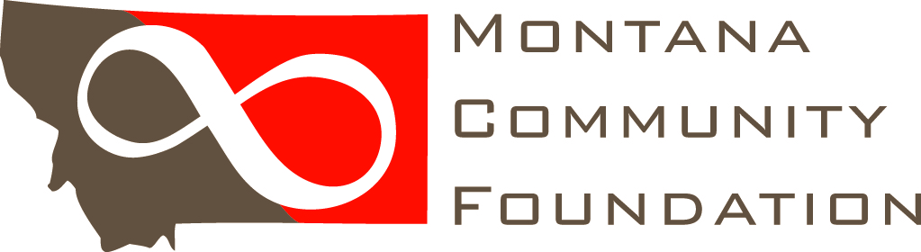Montana Community Foundation logo - state of montana in red and black with a white infinity sign
