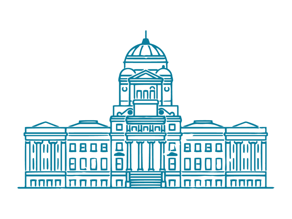 Line drawing of Montana state capitol building.