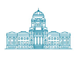line drawing of Montana state capitol building.